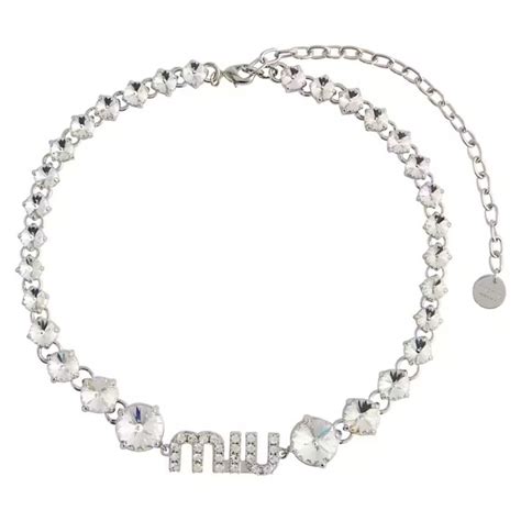 miu miu crystal choker|miumiu necklace.